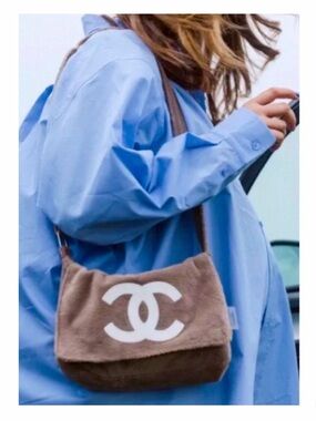 NEW Chanel Precision Velour Tan Beige Crossbody Bag